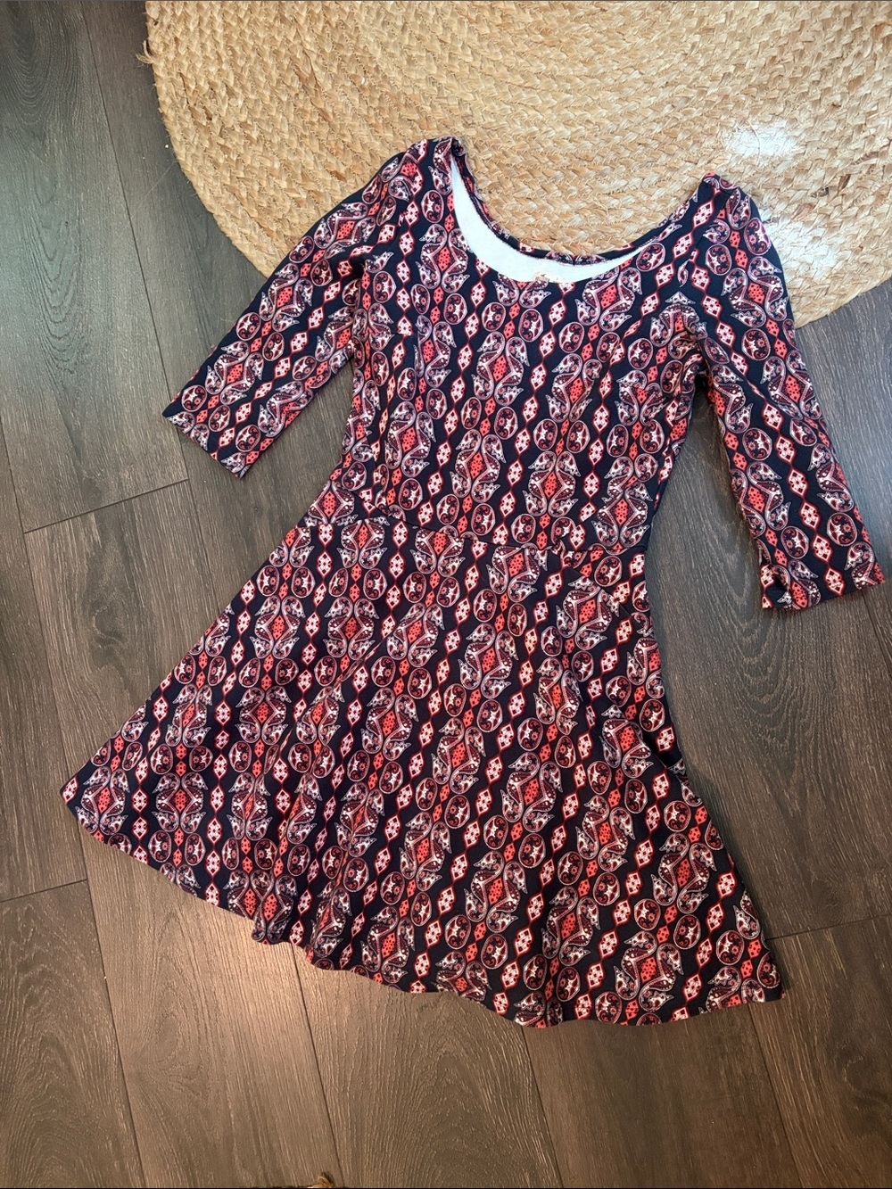 Hollister Navy and Red Paisley Fit & Flare Dress